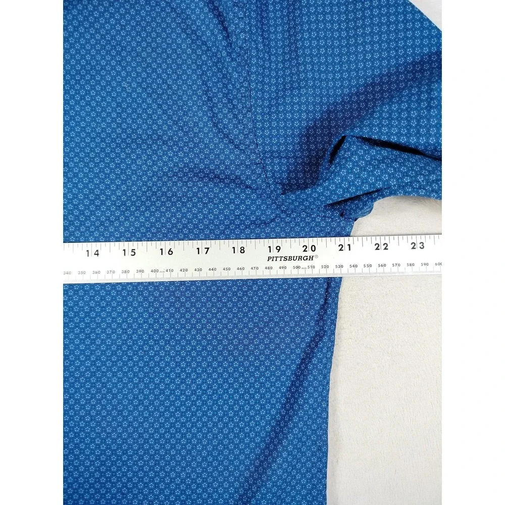 Banana Republic Dress Shirt Mens Medium Blue Geo Slim Fit Wrinkle Resistant